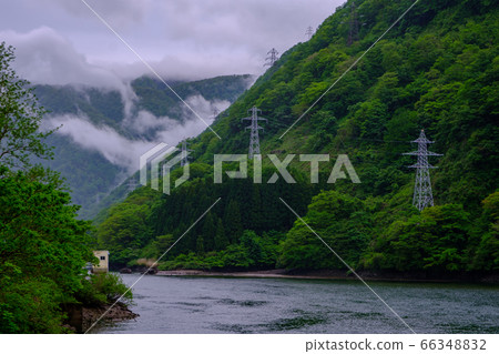 Gifu/Fresh green/Fog over the Jinzu River (Kogen River) 66348832