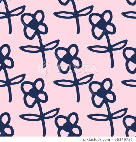 Seamless pattern with cute flowers on pink - Stock Illustration ...