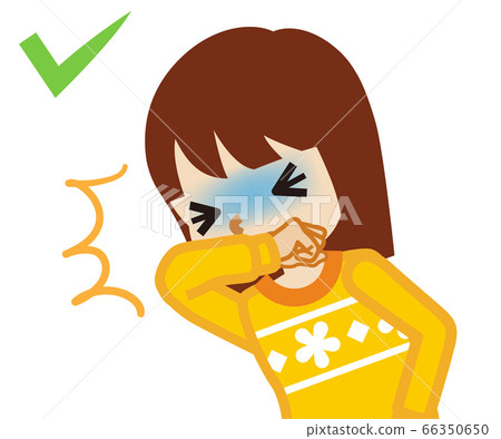 Cough etiquette Girl with mouth closed upper Stock