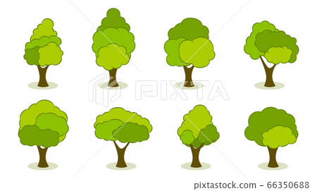 Collection of green summer trees. 66350688