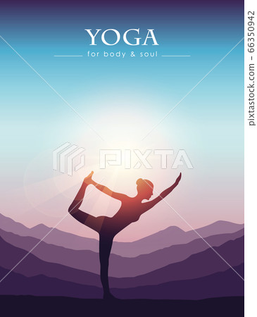 girl makes yoga on mountain landscape at beautiful sunset girl makes yoga on mountain landscape at beautiful sunset 66350942