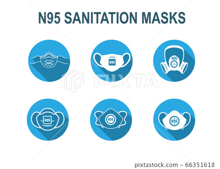N95 facemask ppe face mask icon set - respiratory N95 facemask ppe face mask icon set - respiratory 66351618