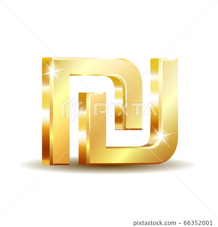 Israeli shekel currency golden shiny symbol, vector illustration 66352001