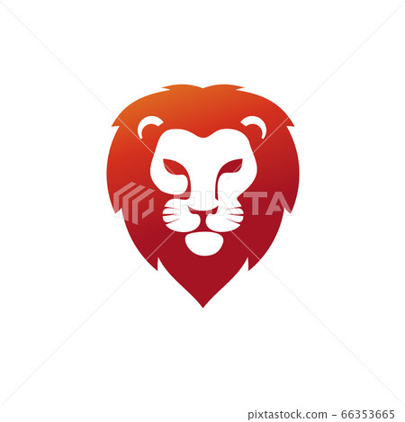 Lion head with red color logo vector graphic illustration	 66353665