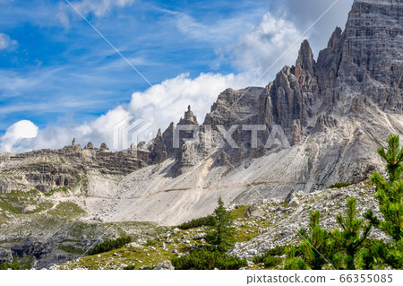 View from the three peaks of Lavaredo in the View from the three peaks of Lavaredo in the 66355085