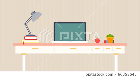 Home work place vector flat illustration. 66355643