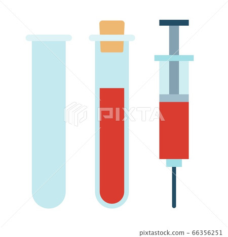 Test tubes and syringe with blood vector icon... - Stock Illustration ...