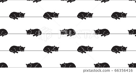 cat seamless pattern kitten vector sleeping calico animal pet scarf isolated repeat wallpaper cartoon tile background doodle illustration line black design 66356416