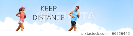 KEEP DISTANCE social distancing COVID-19 people walking running exercising outdoor in city. Healthy active runners man woman jogging header summer lifestyle banner KEEP DISTANCE social distancing COVID-19 people walking running exercising outdoor in city. Healthy active runners man woman jogging header summer lifestyle banner 66356443