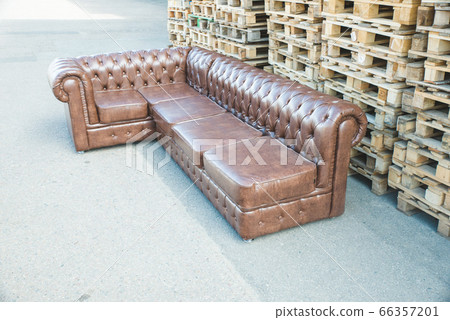 leather sofa in white room 66357201