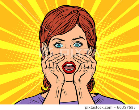 Pop art woman screams 66357683