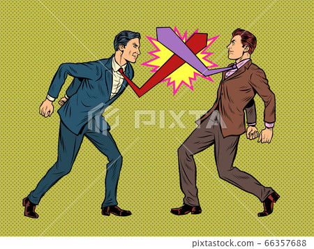Business competition duel, businessmen fight with ties Business competition duel, businessmen fight with ties 66357688