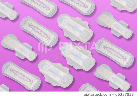 Collage of Sanitary pad or Menstrual Pads for light, regular and heavy flow on a pink background Collage of Sanitary pad or Menstrual Pads for light, regular and heavy flow on a pink background 66357838