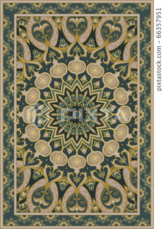 Green carpet with pomegranate. 66357951