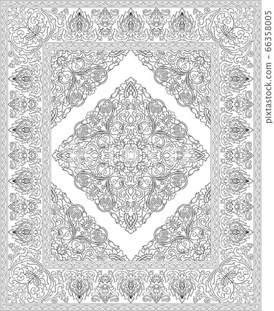 Oriental floral carpet with pomegranate. - Stock Illustration [66358005 ...