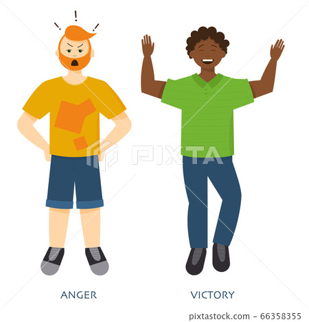 Men expressing various emotions 66358355