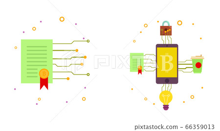Cryptocurrency process and mining icons - Stock Illustration [66359013 ...