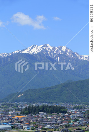 信濃大町初夏北阿爾卑斯山及市區 信濃大町初夏北阿爾卑斯山及市區 66359151