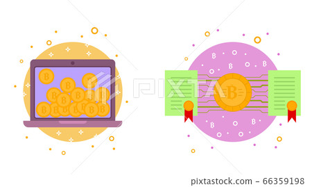 Cryptocurrency process and mining icons - Stock Illustration [66359198 ...