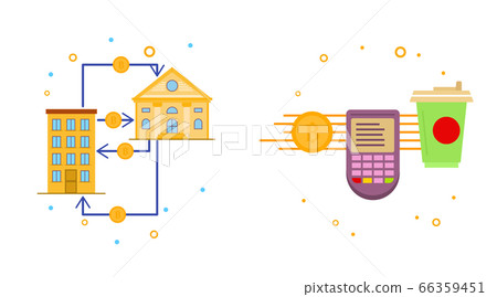 Cryptocurrency process and mining icons - Stock Illustration [66359451 ...