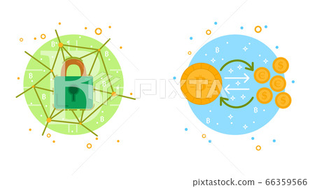 Cryptocurrency process and mining icons - Stock Illustration [66359566 ...
