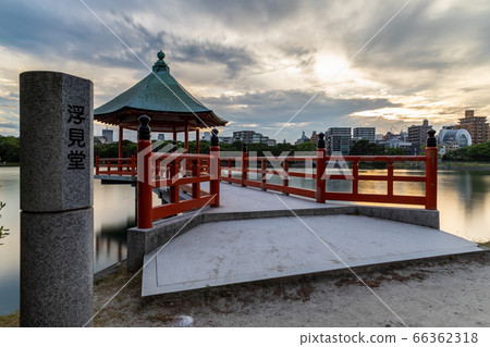 Ukimido in Ohori Park, Fukuoka City, taken at dusk 66362318