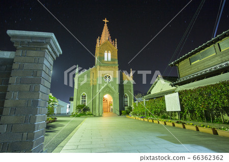 Amakusa city night view world heritage 﨑tsu Cathedral Amakusa city night view world heritage 﨑tsu Cathedral 66362362