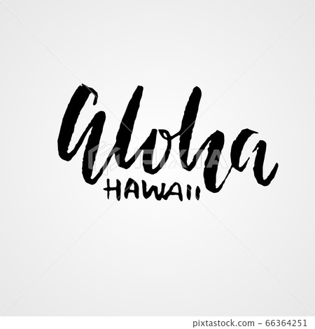 Hand drawn phrase Aloha Hawaii. Dry brush modern lettering design card. Vector illustration. Hand drawn phrase Aloha Hawaii. Dry brush modern lettering design card. Vector illustration. 66364251