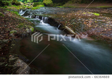A clear stream of a clear time between the rainy season and the fresh green of the Kikuchi Valley in Kikuchi City, Kumamoto Prefecture 66364669