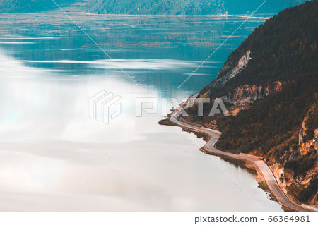 Beautiful lagune with mounting and sky with 66364981