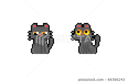 Pixel art cartoon cute grey cat character design. Pixel art cartoon cute grey cat character design. 66366243