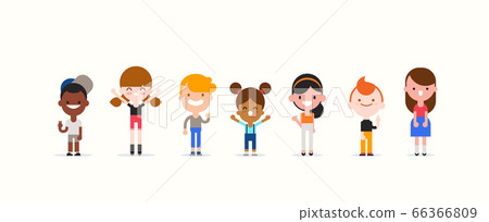 Smiling kids character in flat design style isolated.  66366809