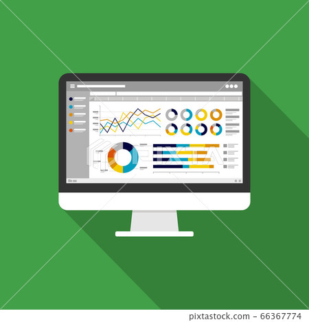 Web statistics analytic charts on Computer screen - Stock Illustration ...