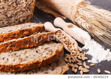 Wholegrain bread, ingredients for baking Wholegrain bread, ingredients for baking 66368224