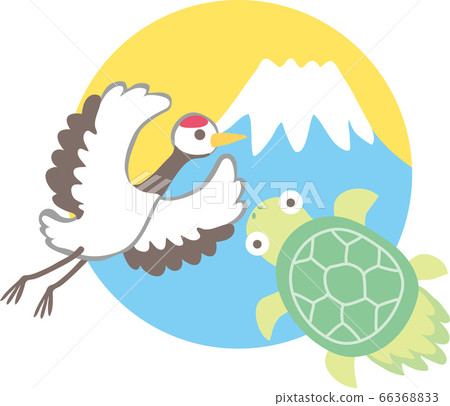 Crane, turtle and Mt. Fuji 66368833