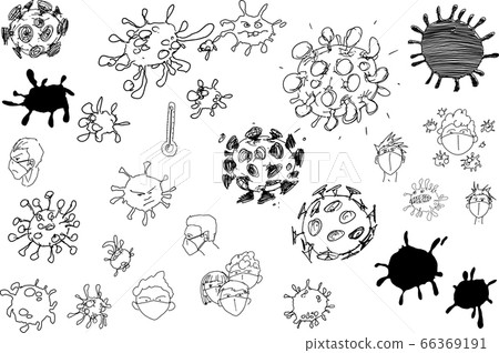 many hand drawn sketches coronavirus and people in face masks many hand drawn sketches coronavirus and people in face masks 66369191