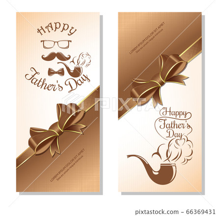 Fathers Day black cards set with ribbons and bows Fathers Day black cards set with ribbons and bows 66369431
