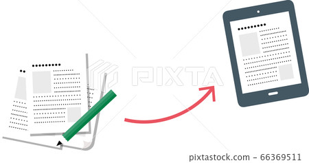 DX插圖，從紙張到數字數據的變化圖像 66369511