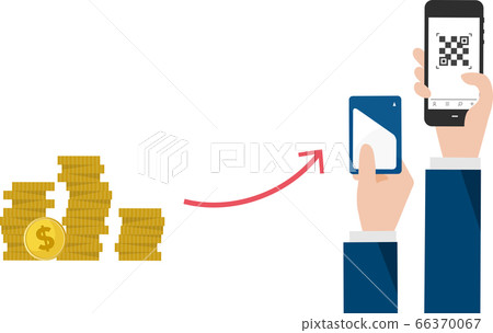 DX, image of change from physical currency to digital currency 66370067