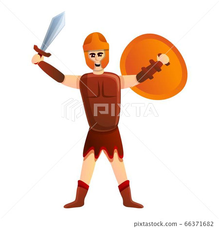 Gladiator icon, cartoon style Gladiator icon, cartoon style 66371682