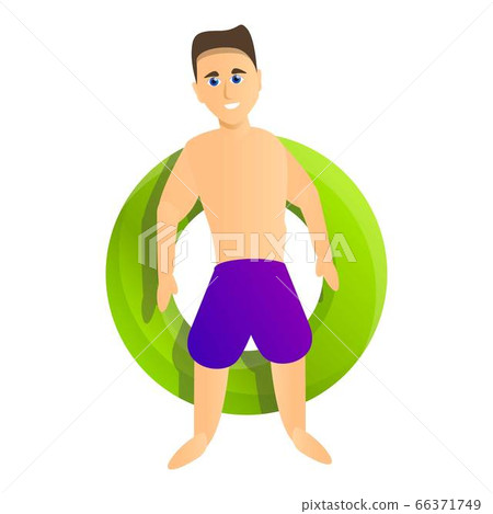 Happy boy inflatable ring icon, cartoon style Happy boy inflatable ring icon, cartoon style 66371749