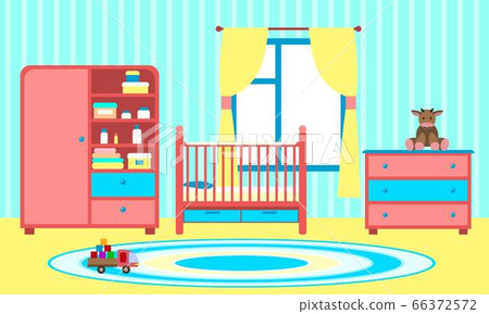 Cute baby room concept banner, flat style 66372572