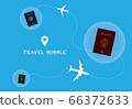 Bubble travel passports in bubble circle and airplane icon background 66372633