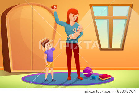Babysitter concept banner, cartoon style Babysitter concept banner, cartoon style 66372764
