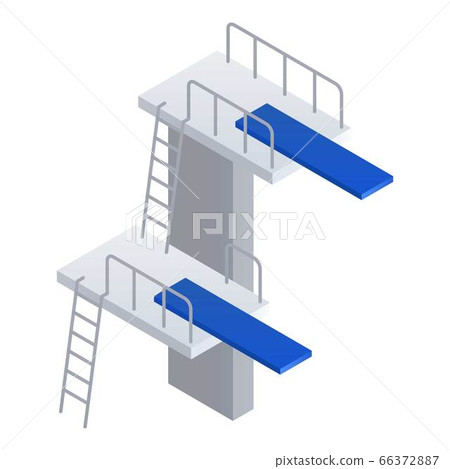 Diving board tower icon, isometric style 66372887