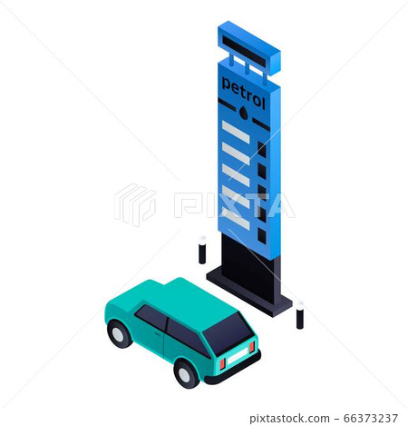 Car petrol station board icon, isometric style 66373237