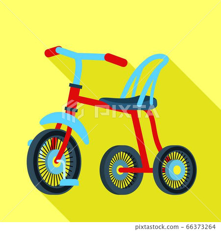 Child tricycle icon, flat style Child tricycle icon, flat style 66373264