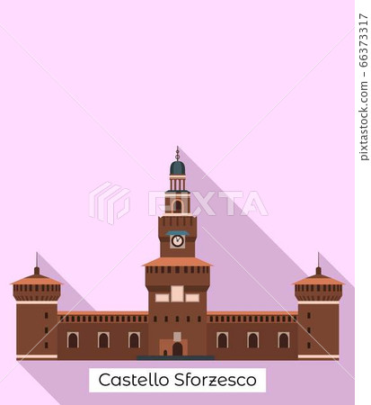 Milan castello icon, flat style 66373317