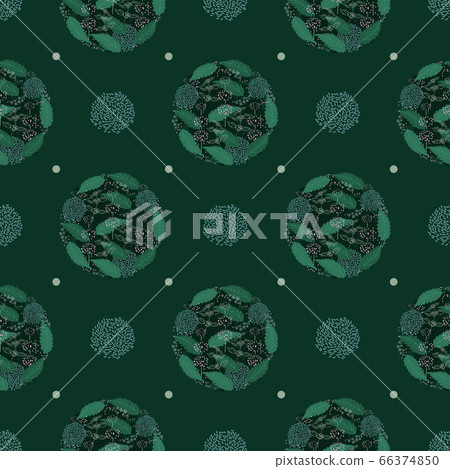 Green seamless pattern with peppermint leaves and flowers. Green seamless pattern with peppermint leaves and flowers. 66374850