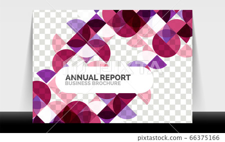 Horizontal A4 business flyer annual report template, circles and triangle style shapes modern geometric design for brochure layout, magazine or booklet 66375166